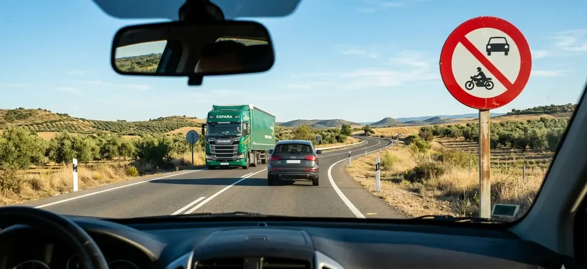 Hay una norma nueva en la carretera que este verano va a dar mucho de qué hablar. Adelantar camiones puede ser ya una multa de 200 euros y la pérdida de 4 puntos del carné en determinados tramos. No siempre, no en todas las vías, pero sí cuando la DGT activa la restricción. Y desde el verano de 2026, lo está haciendo con más frecuencia.